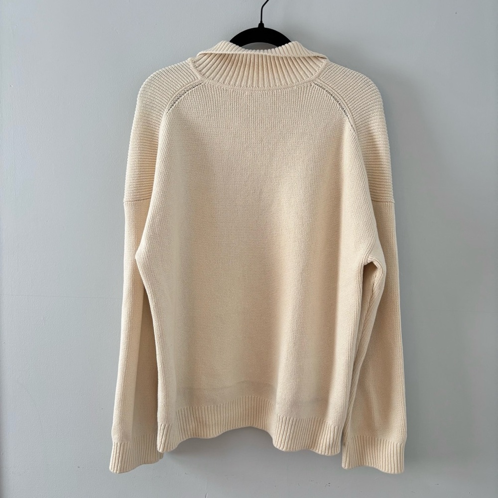 Reformation Brooklyn Organic Cotton Sweater Polo Thick Knit Pullover Cream - Picture 5 of 8